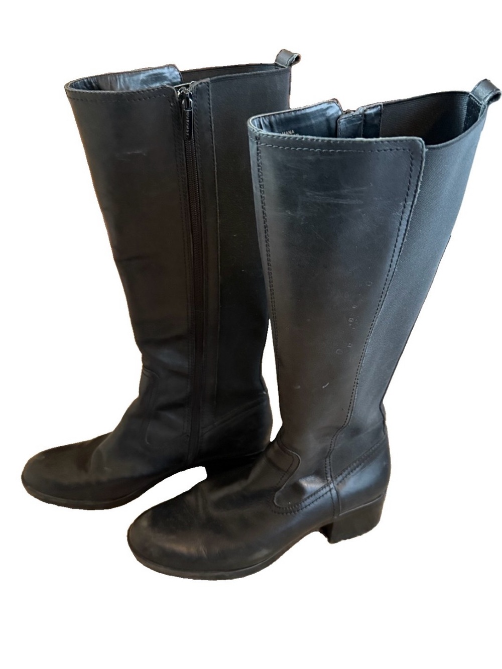 Bandolino Black Leather Knee-High Zip Riding Boots 9.5